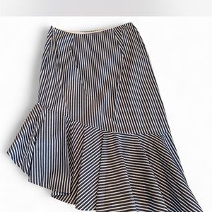 Aqua Asymmetrical Blue and White Striped Skirt